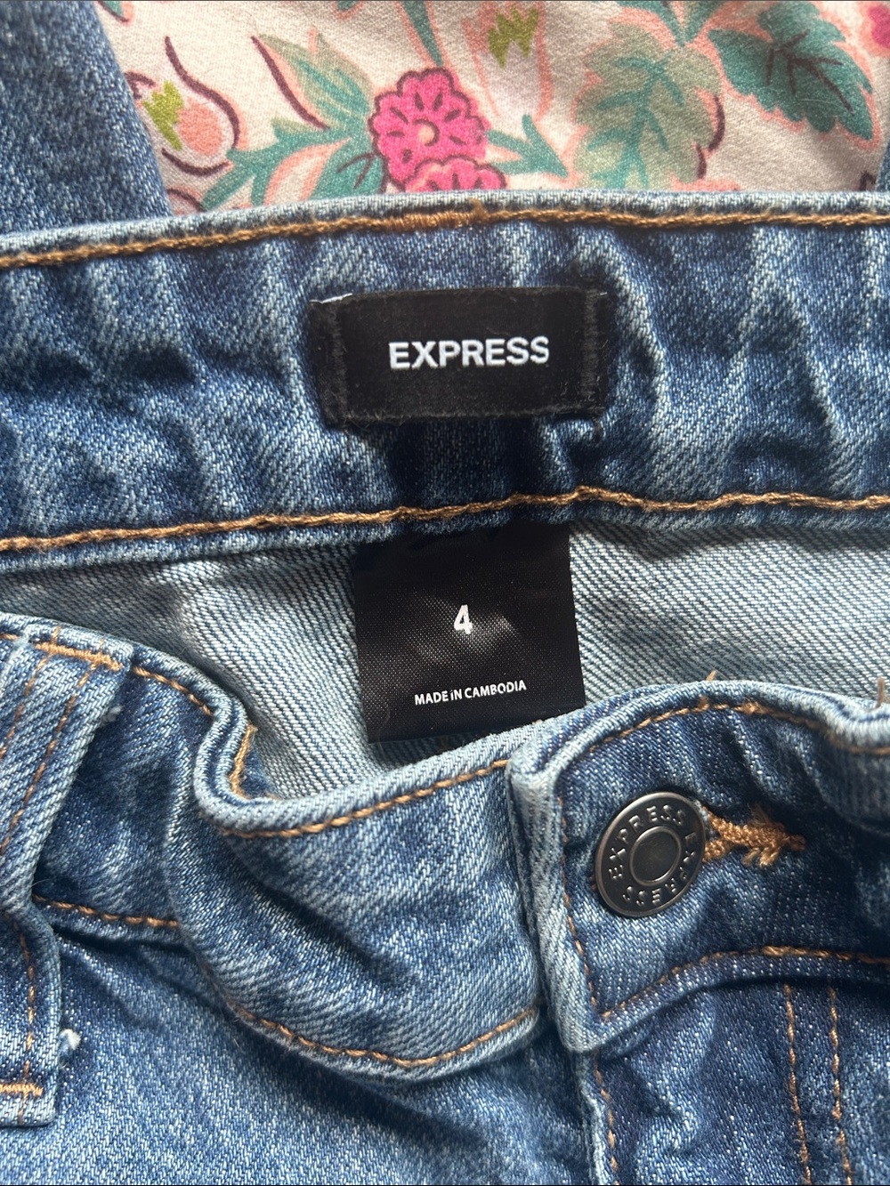 Express Blue Cropped Straight Jeans with Braided Side Trim - Picture 6 of 7